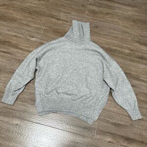 H&M oversized grey sweater turtleneck voluminous sleeves HM knit top m